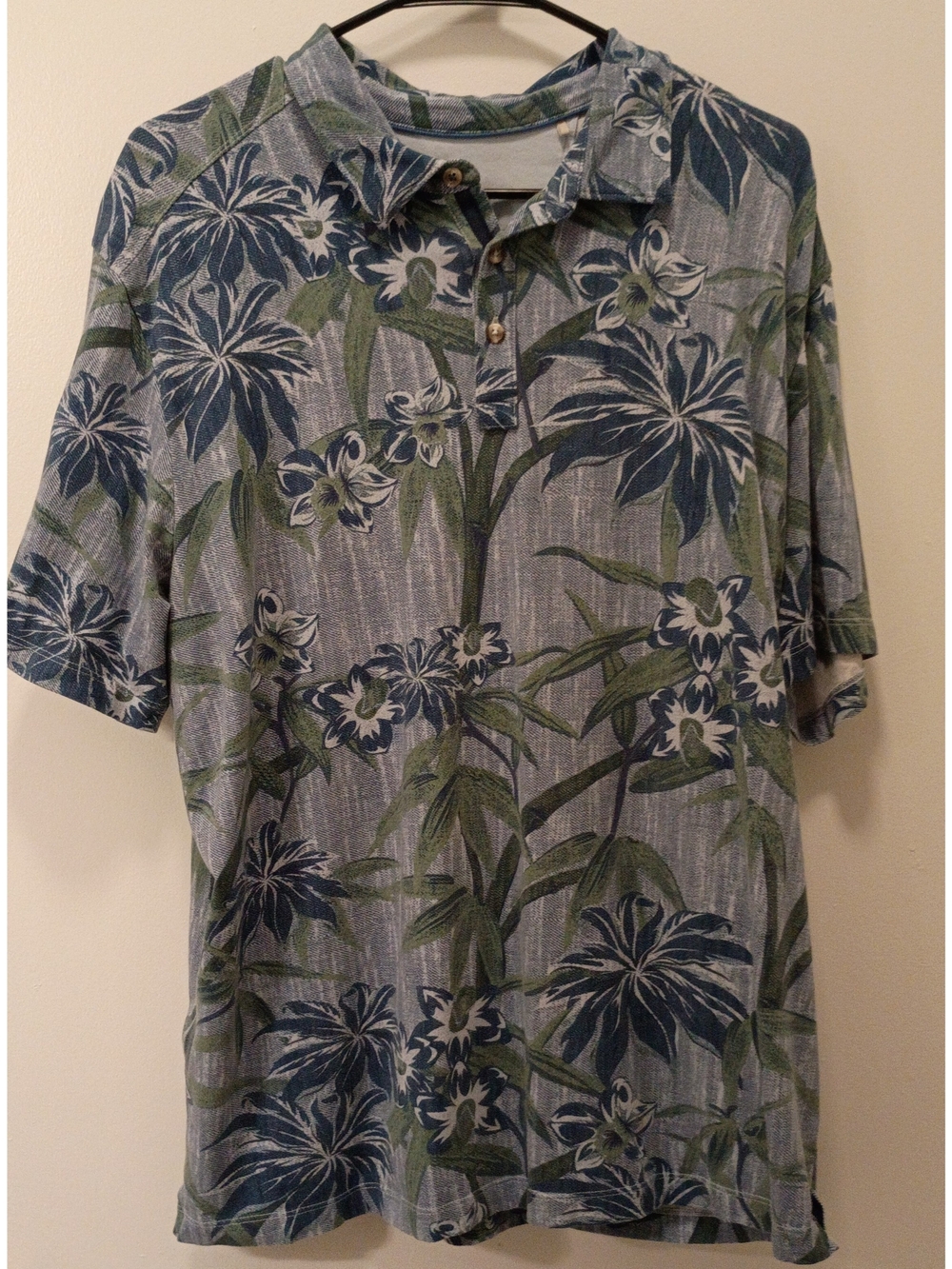 Tommy Bahama Blue & Green Floral Polo